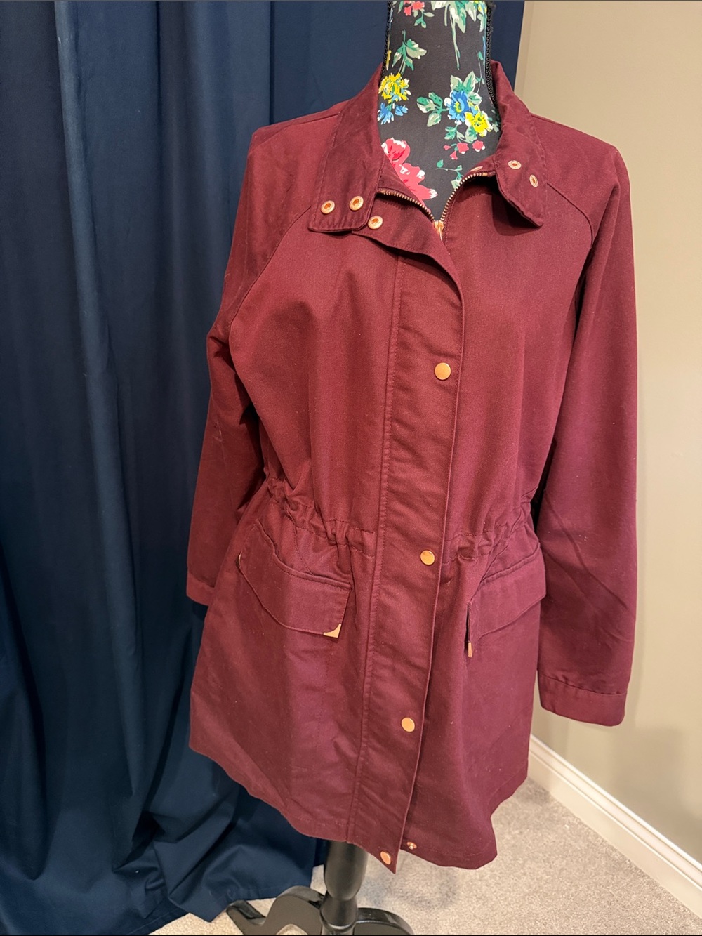 a new day Burgundy Utility Jacket with Drawstring Waist